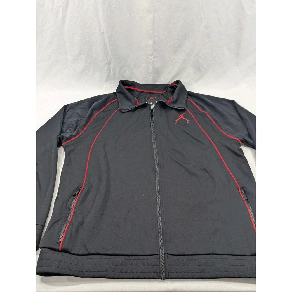 Jordan Men's XL Track Jacket Black Red Piping Full Double Pockets‎ Excellent